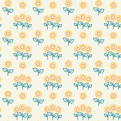 Sunflower icons pattern. Farming and agriculture seamless background. Seamless pattern vector illustration