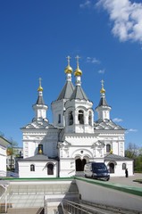 Fototapeta na wymiar MOSCOW, RUSSIA - April, 2019: Church of the Archangel Michael at clinics on Devich'ye field in Khamovniki