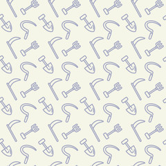 Gardening tools icons pattern. Gardening items seamless background. Seamless pattern vector illustration