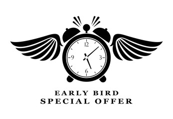 Early bird special offer abstract pictogram