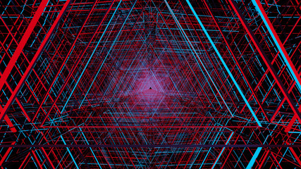 abstract art of colorful, blur color background and focus on sharp highlight of line. Gradient color is spectrum effect. triangle of line. creative abstract style in dynamic color.