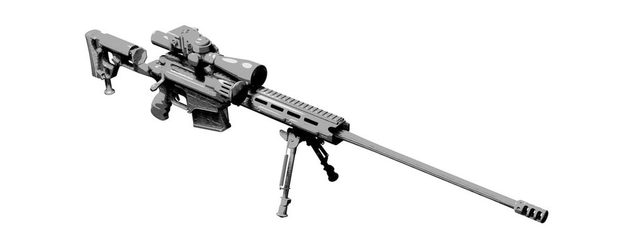 Large-caliber, semi-automatic, anti-materiel sniper system. Sniper rifle M82 in sketch style. 