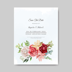 wedding invitation template with beautiful flower vector