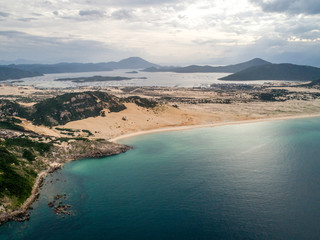 Aerial of Hon Ngang Beach, Dam Mon Peninsula, Van Phong Bay, Van Ninh, Khanh Hoa