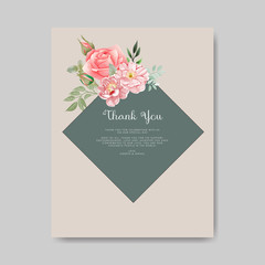 wedding invitation template with beautiful flower vector