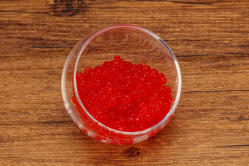 Red salmon caviar in the bowl
