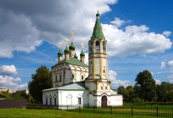 Fototapeta na wymiar SERPUKHOV, RUSSIA - September, 2019: Trinity Church in sunny day