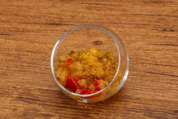 Relish sauce with cucumbers and mustard