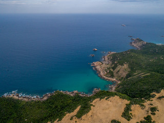 Fototapeta na wymiar Aerial of Na Beach at Dam Mon Peninsula, Van Phong Bay, Van Ninh, Khanh Hoa