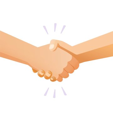Shaking hands handshake vector or friends hand shake isolated gesture flat cartoon illustration modern clipart