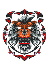 Mascot lion with ornament fire