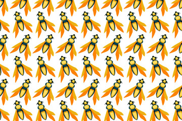 Yellow fly pattern on white. Insects bright background