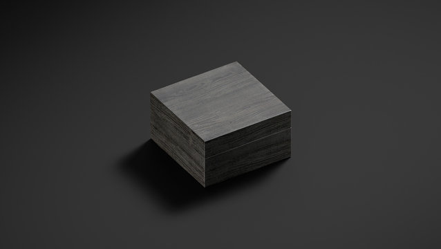 Blank Black Closed Wood Gift Box Mockup, Dark Background