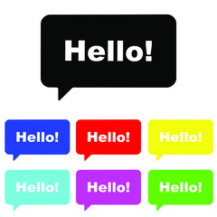 Hello vector icon set. Hi speech bubble illustration sign collection. 