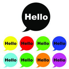 Hello vector icon set. Hi speech bubble illustration sign collection. 