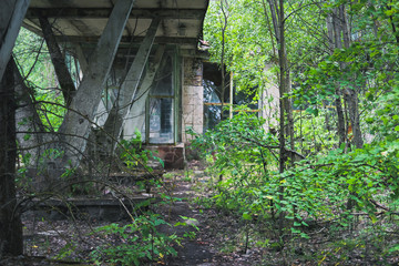 Abandoned building in Pripryat zone during an urban exploration. 