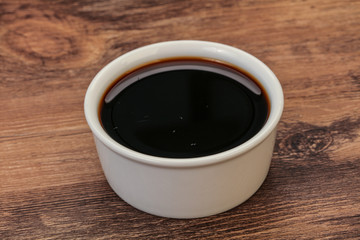 Asian soya sauce in the bowl