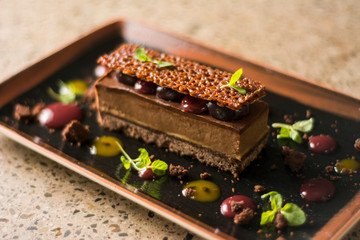 Chocolate Cake on Square Plate