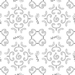 Seamless texture made of abstract elements with floral style. Can be use to create fabric, kerchiefs, scarfs, tablecloths