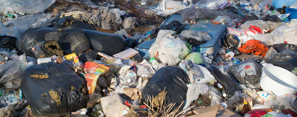 pile of garbage isolated close up