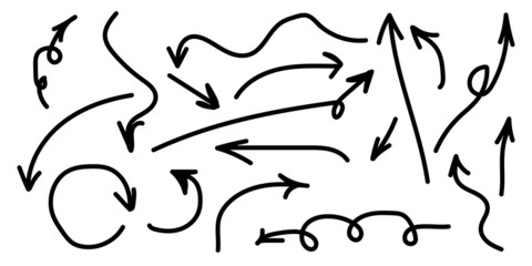 Isolated vector arrows drawn by hand on a white background