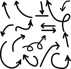 Isolated vector arrows drawn by hand on a white background