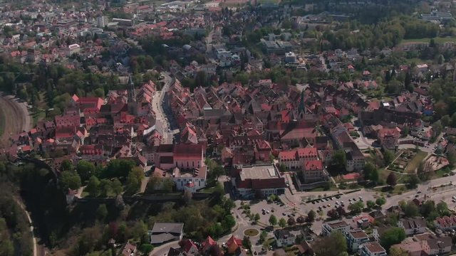 Aerial Drone Shot of Rottweil, Germany on a sunny day