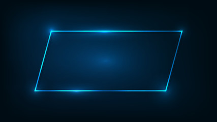 Neon rectangular frame with shining effects 