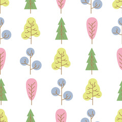 Seamless pattern with colored trees