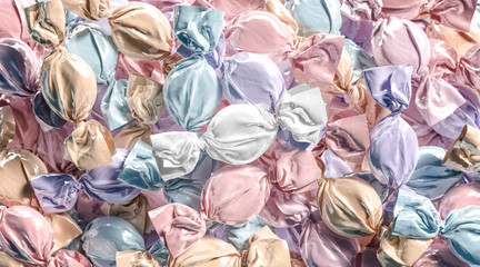 Fototapeta na wymiar Blank colored hard candy foil wrapper mock up stack