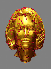 Head, bust with viruses, 3d illustration