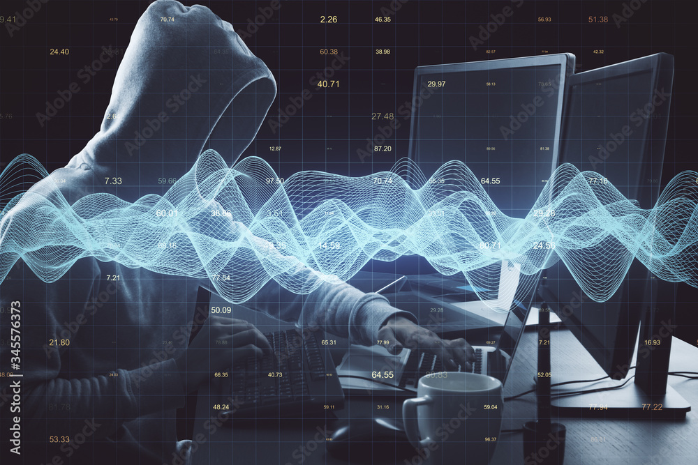 Aufkleber Malware and hacking concept with no face hacker using computer