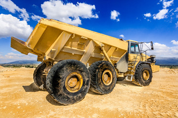 Giant truck in a mine or quarry to transport large loads