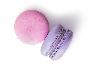 Two macaroon pink purple top view