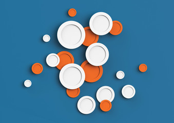 Multi-colored circles on a blue background. 3d illustration