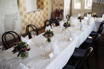 photo of an empty family dinner table