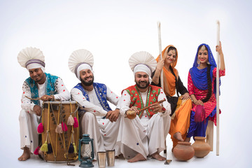 Sikh People Posing
