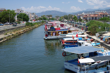 FETHIYE, TURKEY - June, 2019: Calis Water Taxi on the pier