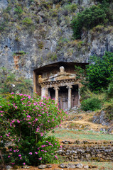 Ancient Lycian Rock tombs in Fethiye, Turkey