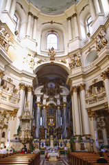 Fototapeta na wymiar The old Catholic church in Lviv Ukraine. Inside.