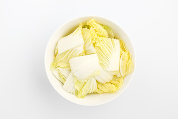 Chinese cabbage cut on white background