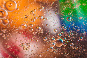 The cosmos or planets of the universe is a cosmic abstract psychedelic background. Abstract atom molecule structure. Blister. Macro shot from air or molecules. Biology, physics or chemistry abstract b