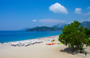 Oludeniz, Turkey - June, 2019: View of the beach in summer day