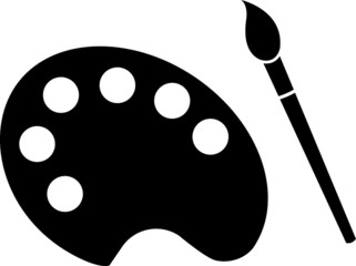 Painting color palette and brush vector icon, painting equipment