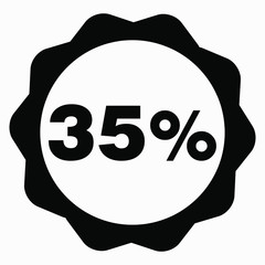 The 35 percent drop icon is dark. Price drop. Interest rate reduction. Sell-out. Stock symbol. Discount. Markdown of goods. Bonus discount. Vector icon.