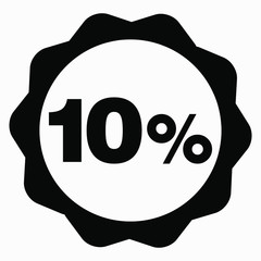 10 percent drop dark icon on a white background. Price drop. Interest rate reduction. Stock symbol. Discount. Markdown of goods. Bonus discount. Vector icon.