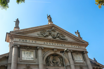Fototapeta na wymiar Piacenza, Italy. Beautiful architecture of catholic church (Chiesa di Sant'Agostino) in Piacenza.