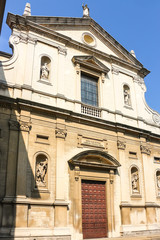 Piacenza, Italy. Beautiful architecture of catholic church  (Chiesa Cattolica Parrocchiale di San Pietro) in Piacenza.