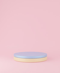 Pastel podiums on pink background. Abstract minimal scene with geometrical. Scene to show cosmetic products presentation. Mock up design empty space. Showcase, shopfront, display case,3d render