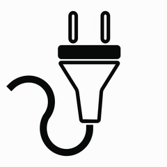 New electric plug vector icon isolated on white background. 